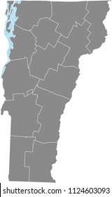 Vermont counties map vector outline gray background
