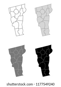 Vermont County Map (Gray, Black, White)
