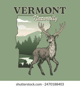 Vermont Destination State Vector Graphic