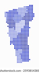 Vermont dotted map. Digital style map of the state on a white background. Vermont shape with square dots. Colored dots style. Large size squares. Vibrant vector illustration.