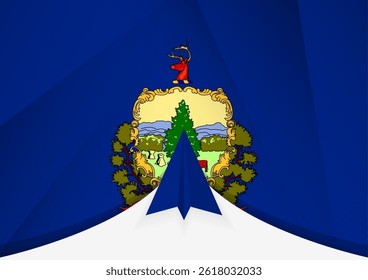 Vermont Flag with Abstract Paper Airplane Design, National Flag in a geometric folded paper style. Vector illustration.
