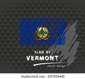 Vermont flag, vector sketch hand drawn illustration on dark grunge background