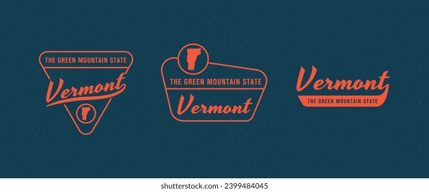 Vermont - The Green Mountain State. Vermont state logo, label, poster. Vintage poster. Print for T-shirt, typography. Vector illustration