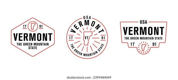 Vermont - The Green Mountain State. Vermont state logo, label, poster. Vintage poster. Print for T-shirt, typography. Vector illustration