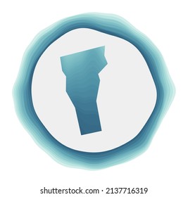 Vermont logo. Badge of the US state. Layered circular sign around Vermont border shape. Astonishing vector illustration.