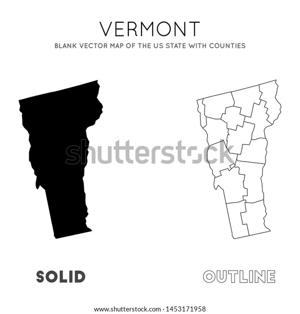 Vermont Map Blank Vector Map Us Stock Vector Royalty Free 1453171958