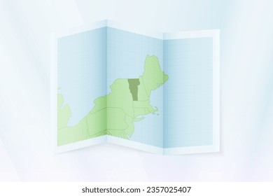 Vermont map, folded paper with Vermont map. Vector illustration.