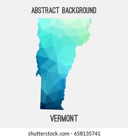 Vermont map in geometric polygonal,mosaic style in cold shades.Abstract tessellation,modern design background,low poly. Vector illustration.