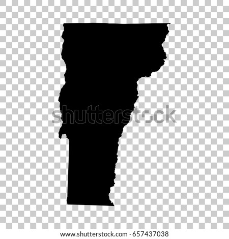 Vermont map isolated on transparent background. Black map for your design. Vector illustration, easy to edit.