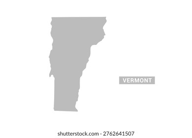 Vermont map - Minimal Flat Vector Illustration in Black and Gray, Isolated on White Background, Ideal for Infographics, Educational Use, Reports, and Presentations.