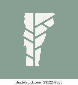 Logo de la hoja de mapa de la planta de Vermont. Plantilla de diseño de logotipo ecológico y ecológico de naturaleza creativa.