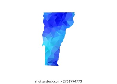 Vermont map - Polygon Style Vector Illustration in Blue Gradient, Low Poly Geometric Design, Isolated on White Background, Perfect for Infographics, Education, and Modern Presentations.