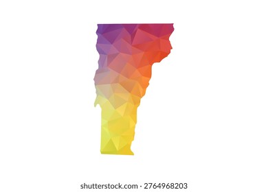 Vermont Map - Polygon Style Vector Illustration in Rainbow Gradient, Low Poly Multicolor Geometric Design, Isolated on White Background, Suitable for Reports, and Creative Projects.