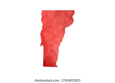 Vermont Map - Polygon Style Vector Illustration in Red Gradient, Low Poly Geometric Design, Isolated on White Background, Perfect for Infographics, Reports, and Educational Materials.