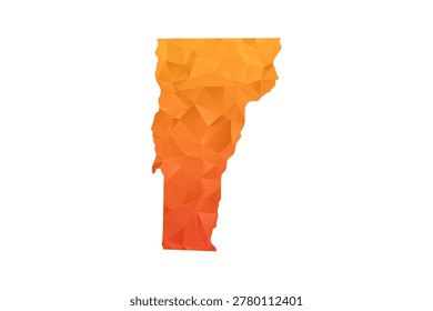Vermont Map - Polygon Style Vector Illustration in Orange Gradient, Low Poly Geometric Design, Isolated on White Background for Infographics and Education.