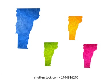 Mapa de Vermont - Conjunto de fondo gráfico de gradiente triangular triangular de bajo estilo de polo geométrico ruplado, diseño poligonal para su ,Vector eps 10.