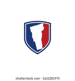 Vermont Map and Shield Logo Icon Template 001