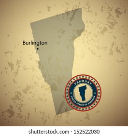 Vermont map with stamp vintage vector background