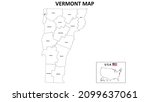 Vermont Map. State and district map of Vermont. Administrative map of Vermont with district and capital in white color.