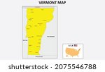 Vermont Map. State and district map of Vermont. Political map of Vermont with the major district