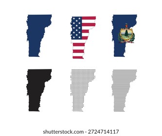 Karte von Vermont. Vermont Zustandskarten in verschiedenen Typen