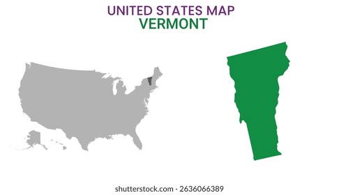 Vermont map of USA state. Vermont map vector illustration. Vermont vector map on white background.