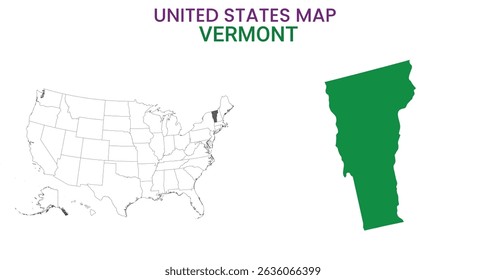 Vermont map of USA state. Vermont map vector illustration. Vermont vector map on white background.