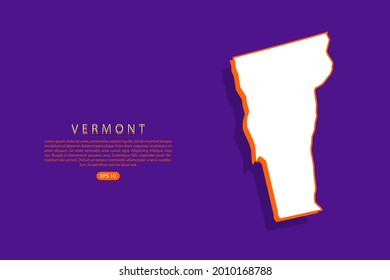 Vermont map - USA, United States of America map, World map vector template with isometric style including shadow, white and orange color on purple background - Vector illustration eps 10