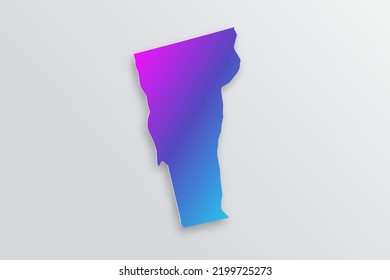 Vermont Map - USA, United States of America Map vector with 3D, paper style including shadow and Gradient blue, purple color on grey background for design, infographic - Vector illustration eps 10