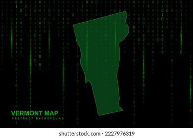 Vermont Map - USA, United States of America Map vector template with Matrix green binary computer code background including light for design, hacker concept - Vector illustration eps 10
