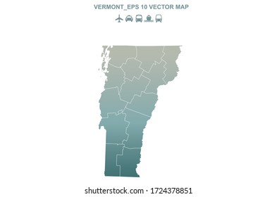 vermont map. vector map of vermont, U.S. states. 