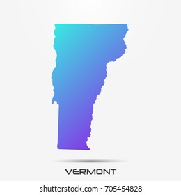 Vermont map,border with purple,turquoise gradient. Vector illustration