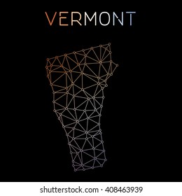 Vermont network map. Abstract polygonal US state map design. Network connections vector illustration.