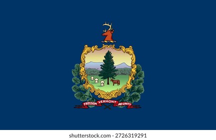 Vermont official state flag. Part of The United States of America. Clean design for print, web, or educational use. Vector illustration.