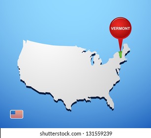 Vermont on USA map