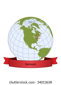 Vermont, position on the globe