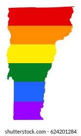 Vermont pride gay vector map with rainbow flag colors. United States of America. 