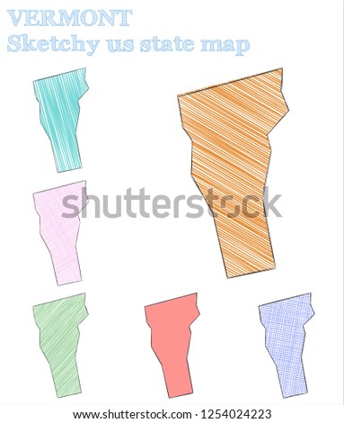 Vermont sketchy US state map. Nice hand-drawn US state map in a slightly childish style Vermont vector illustration.