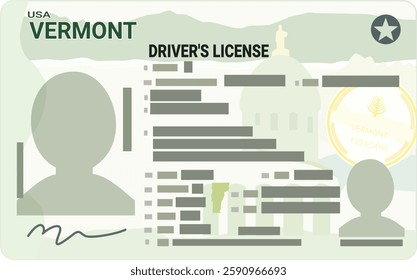 Vermont state driver's license in flat design style (cut out)