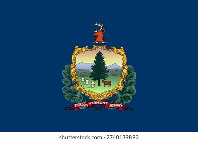 Vermont state flag 3-2 ratio. Part of The United States of America. Clean design for print, web, or educational use. Vector illustration.