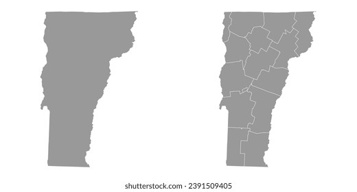 Mapas grises del estado de Vermont. Ilustración vectorial.