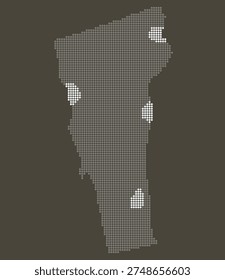 Vermont State Grey and White Dotted Map on Brown
