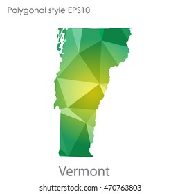 Vermont state map in geometric polygonal style.Abstract gems triangle,modern design background. Vector illustration EPS10