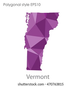 Vermont state map in geometric polygonal style.Abstract gems triangle,modern design background. Vector illustration EPS10