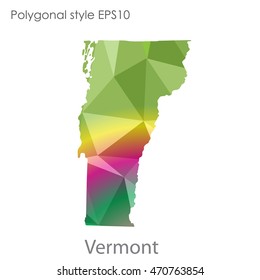 Vermont state map in geometric polygonal style.Abstract gems triangle,modern design background. Vector illustration EPS10