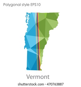 Vermont state map in geometric polygonal style.Abstract gems triangle,modern design background. Vector illustration EPS10