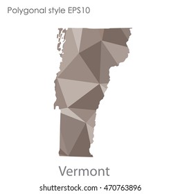 Vermont state map in geometric polygonal style.Abstract gems triangle,modern design background. Vector illustration EPS10
