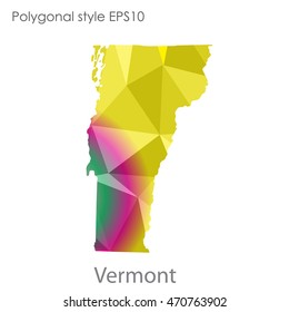 Vermont state map in geometric polygonal style.Abstract gems triangle,modern design background. Vector illustration EPS10