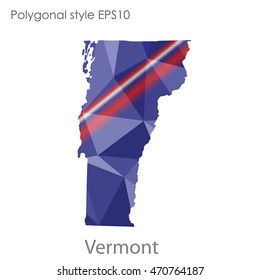 Vermont state map in geometric polygonal style.Abstract gems triangle,modern design background. Vector illustration EPS10