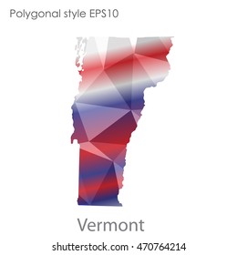 Vermont state map in geometric polygonal style.Abstract gems triangle,modern design background. Vector illustration EPS10